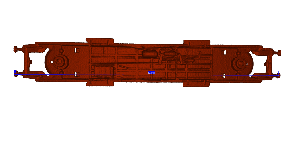 3D Scan Of Model Train Chassis 122mm long
